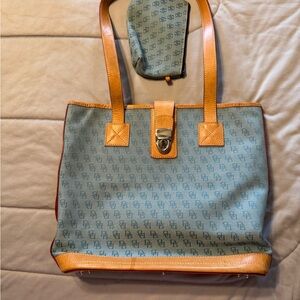Dooney & Bourke Blue and Tan Tote Bag
